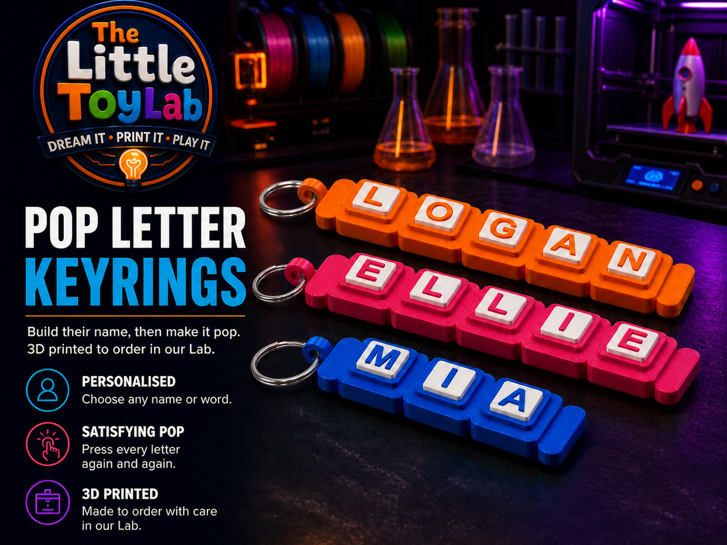 Personalised Pop Letter Keyrings
